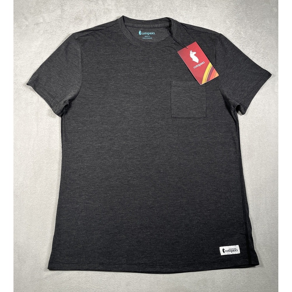 Cotopaxi Mens Medium Paseo Travel Pocket T-Shirt Charcoal Black Heathered NWT